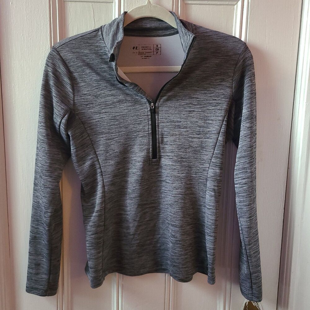 Crossfit Athletics Women’s Heathered Gray 1/4 Zip Mock Neck Top S